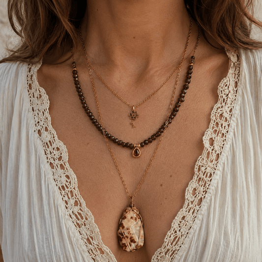Garnet in Limestone- Handmade Jewellery - i am boho