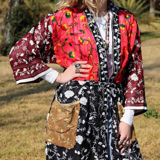Phulkari Kimono in Golden Pocket- Handmade Jewellery - i am boho