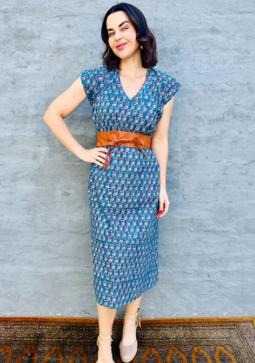 Savita in Teal & Red