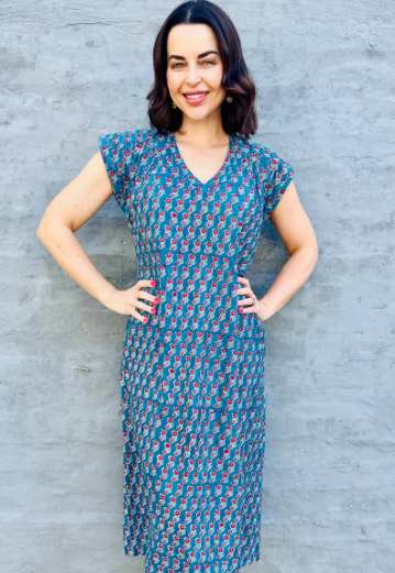 Savita in Teal & Red