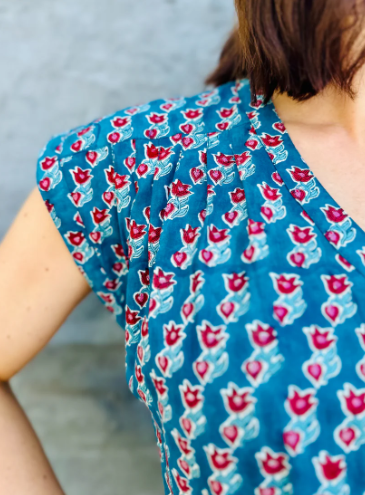 Savita in Teal & Red