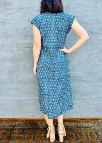 Savita in Teal & Red